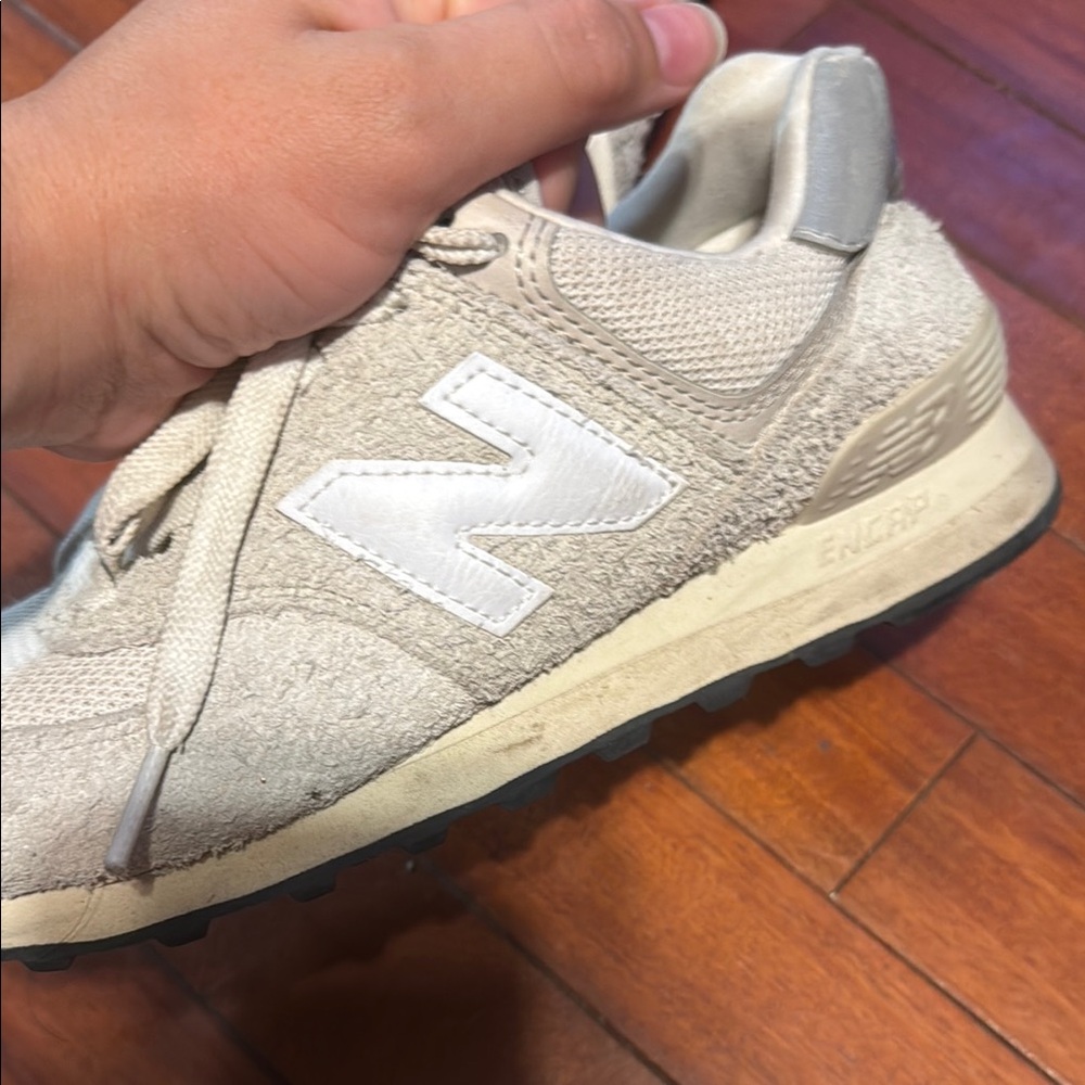 New Balance Off-White and Blue Sneakers